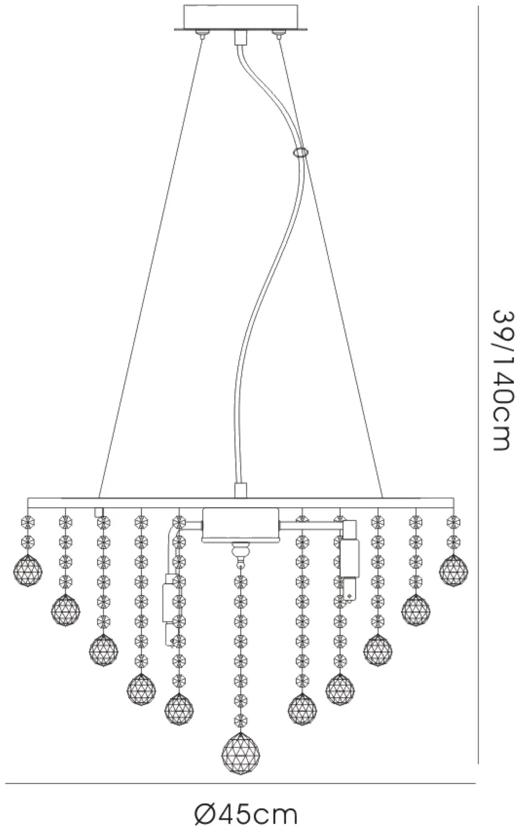 Atla Polished Chrome Crystal Ceiling Lights Diyas Single Crystal Pendants